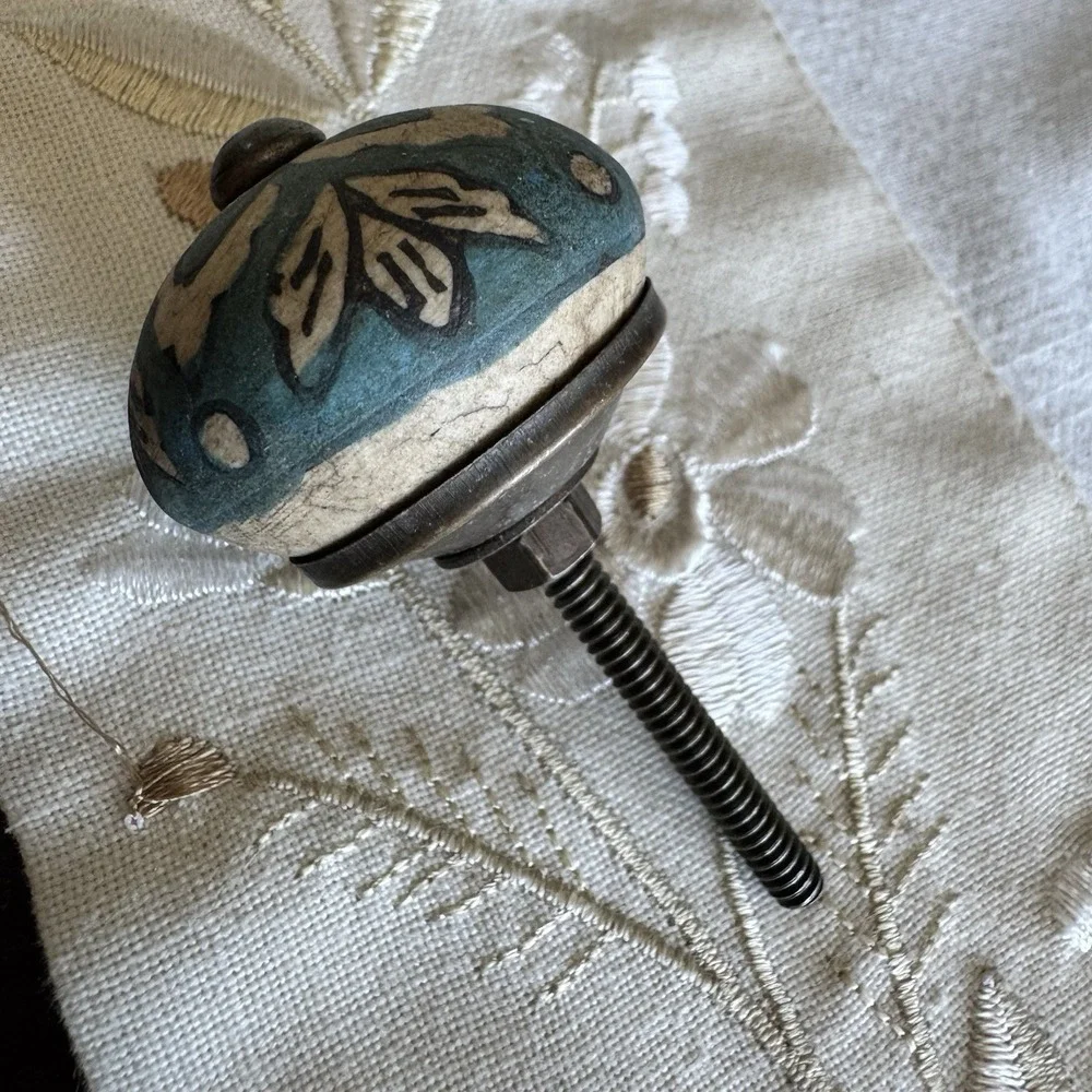 Deep Blue /Teal With Leaf Design 1.5